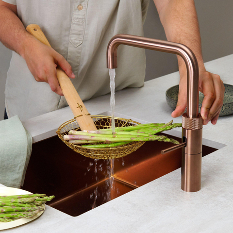 Quooker Fusion Square kokendwaterkraan - draaibare uitloop - Combi+ reservoir - Warm / kokend water - Rosé koper SW968360