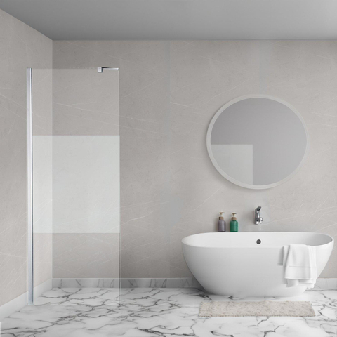 Aqua Vista Arsena Paroi de douche à l'italienne - 70x200cm - incl. barre de fixation murale - Verre transparent avec bande mate - Chrome SW975532
