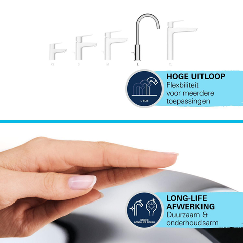 Grohe Swift QuickFix Wastafelkraan - l-size - met trekwaste - chroom -licht beschadigd- OUTLETSTORE STORE45002