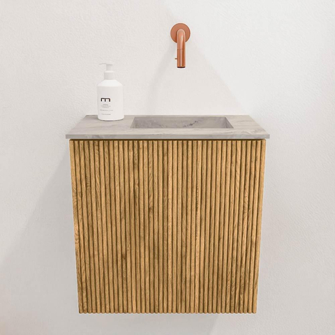 Mondiaz JOYA-DLUX Meuble de toilette 40cm - couleur Chêne - Vasque FAYE position Droite Sans trou de robinet couleur Glace SW1421965