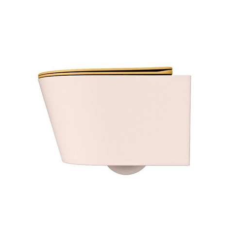 Mondiaz LAVIE WC suspendu – sans bride – 36 x 53 cm – avec abattant softclose – Rosee (rose), abattant Ocher (jaune) SW1208677