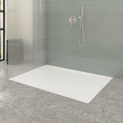 Villeroy & Boch Ecora douchebak - 140x100x3.5cm - afvoer lange zijde - stone white (wit) SW1558964