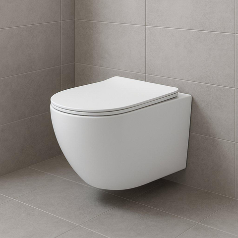 Aloni Pro Toilet suspendu - 36x49x32cm - chasse tourbillonnante - sans rebord - avec abattant - fermeture douce - libération rapide - compact - blanc mat SW1446225