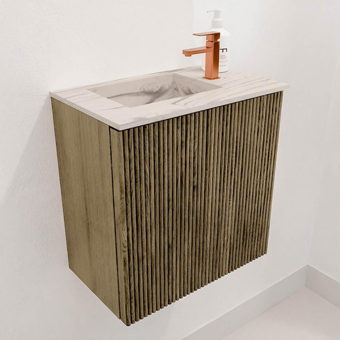 Mondiaz JOYA-DLUX Meuble de toilette 40cm - couleur Dusk - Lavabo FAYE position Gauche 1 trou de robinet couleur Nata SW1425877