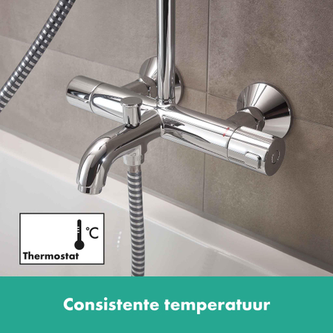 Hansgrohe Vernis Blend Showerpipe - 200 - 1jet - met bad - thermostaat - hoogglans chroom SW651723