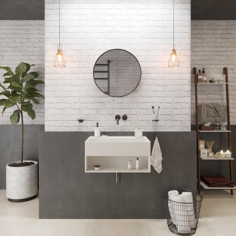 Ideavit SolidBliss Wastafel 60x40x28cm 0 kraangaten Solid surface mat wit SW450869