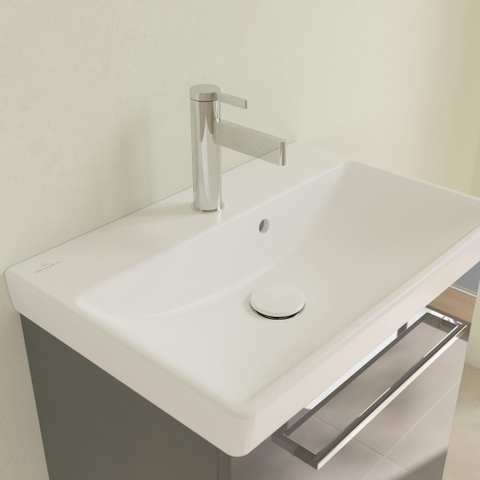 Villeroy & Boch Avento wastafel - compact - 55x37cm - met overloop CeramicPlus - Stone White (mat wit) SW448523