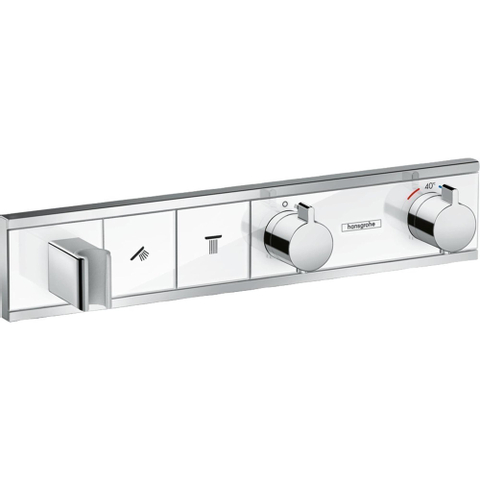 Hansgrohe Rainselect Afbouwdeel - voor inbouw douchekraan - thermostatisch - voor 2 functies - met handdouchehouder - 45.6x90cm wit/chroom - thermostaat - wit chroom SW157085