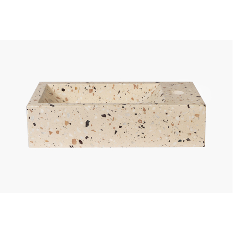 Saniclass Chaci Toiletmeubelset - 40x65cm - 1 deur - 1 kraangat - rechts - fontein terrazzo - mat zwart SW1482368