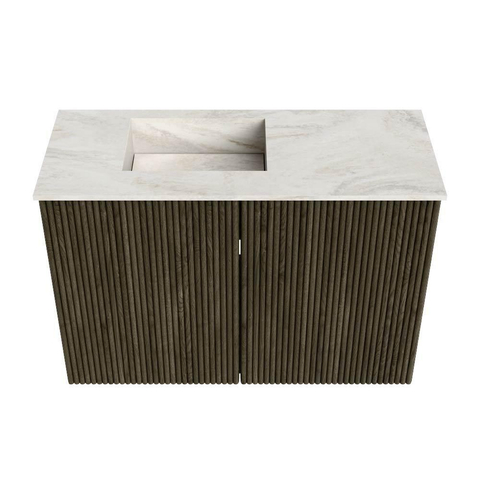 Mondiaz JOYA-DLUX Meuble de toilette 60cm - couleur Shadow - Lavabo FAYE position Gauche 1 trou de robinet couleur Ostra. SW1422962