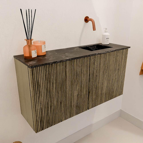 Mondiaz JOYA-DLUX 80cm toiletmeubel - kleur Dusk - Wastafel FAYE positie Rechts Zonder kraangat kleur Lava. SW1423241