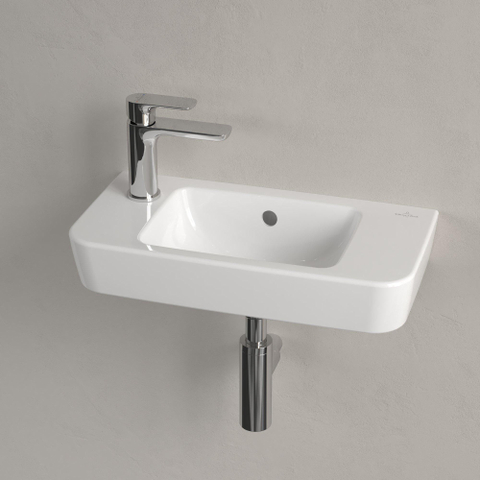 Villeroy & Boch O.novo fontein - 50x25cm kraangat links - met overloop CeramicPlus - White Alpine (glans wit) SW448495