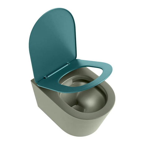 Mondiaz LAVIE hangtoilet – spoelrandloos – 36 x 53 cm – met softclose zitting – Army (groen), zitting Smag (groen) SW1208710