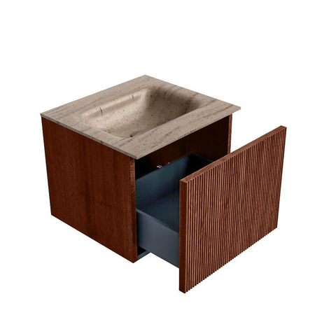 MONDIAZ KURVE-DLUX Meuble de salle de bains 50cm couleur Ruby avec 1 tiroir et 0 porte. Lavabo GRUNNE Central 1 trou de robinet Saba. SW1433429
