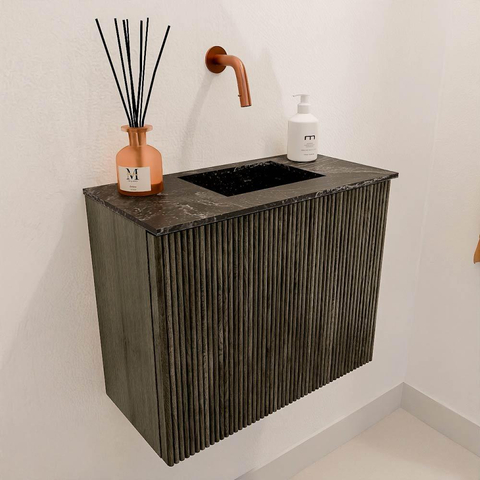 Mondiaz JOYA-DLUX Meuble de toilette 50cm - couleur Shadow - Vasque FAYE position Droite Sans trou de robinet couleur Lava SW1422838