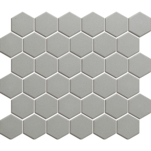 The Mosaic Factory London mosaïque - 28x33cm - 6mm - hexagonal - R11 - porselein dark grey mat (gris) SW397937