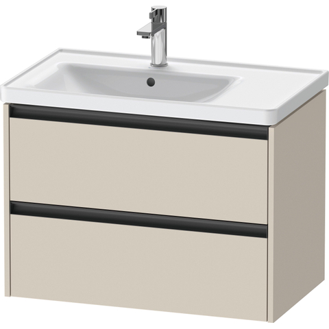 Duravit Ketho.2 Wastafelonderbouwkast - met 2 laden - voor waskom links - 78.4x45.5x54.9cm - met grepen antraciet - taupe supermat SW772531