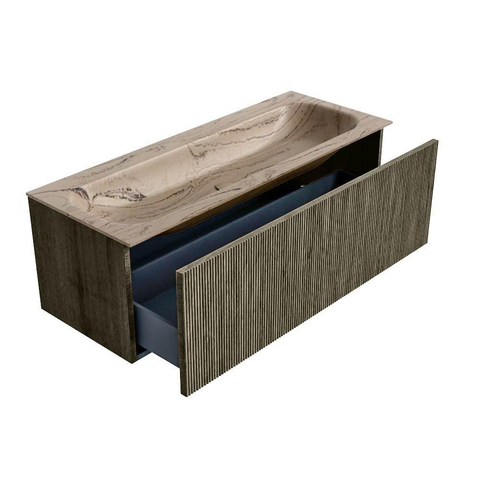 MONDIAZ KURVE-DLUX 120cm badmeubel kleur Shadow met 1 lade en 0 deuren. Wastafel BIG LARGE Midden zonder kraangat Arena. SW1431430