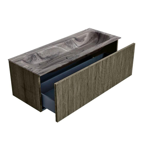 MONDIAZ KURVE-DLUX 120cm badmeubel kleur Shadow met 1 lade en 0 deuren. Wastafel BIG LARGE Midden zonder kraangat Sombra. SW1433780