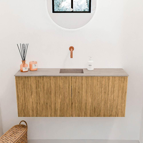 Mondiaz JOYA-DLUX 100cm meuble de toilette - couleur Oak - Vasque FAYE position Milieu Sans trou de robinet couleur Saba. SW1424205
