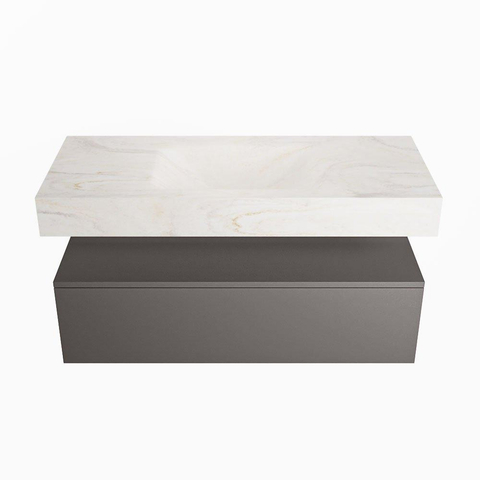 Mondiaz ALAN-DLUX Ensemble de meuble - 110cm - meuble Dark grey mat - 1 tiroir - Lavabo Cloud Ostra suspendu - vasque Centre - 1 trou de robinet SW807134