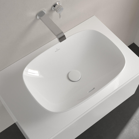 Villeroy & Boch Loop & friends lavabo à poser - 56x38cm - rectangulaire avec trop-plein CeramicPlus blanc SW644148