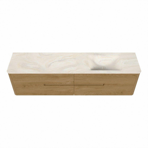 Mondiaz CIRO-DLUX Badkamermeubelset - 190x45x50cm - Solid surface wastafel Ostra - 1 wasbak Rechts - 1 kraangat - 4 lades - Oak SW1530967