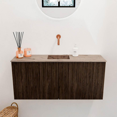 Mondiaz JOYA-DLUX 90cm toiletmeubel - kleur Walnut - Wastafel FAYE positie Midden Zonder kraangat kleur Arena. SW1424346