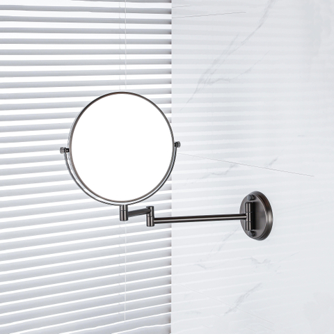 Fortifura Calvi make-up spiegel - 20cm - rond - PVD - geborsteld gunmetal (antraciet) SW1126040