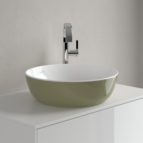 Villeroy & Boch Artis opzetwastafel - 43x43cm - zonder kraangat - zonder overloop - Sage Green (glans groen) SW644115