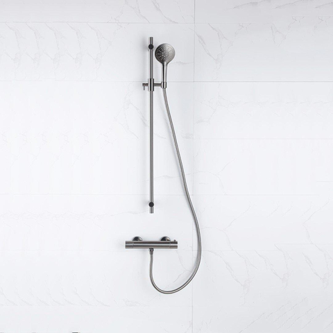 Fortifura Calvi Handdouche - diameter 12cm - rond - 3 standen - PVD - geborsteld gunmetal (antraciet) SW799451