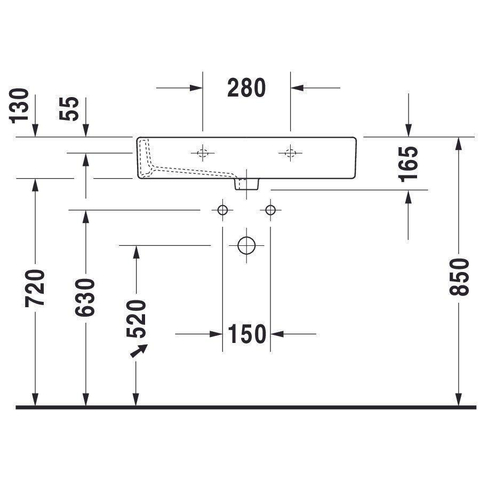 Duravit Vero Meubelwastafel - 70x47cm - met 1 kraangat - met overloop - geslepen - wit SW223283