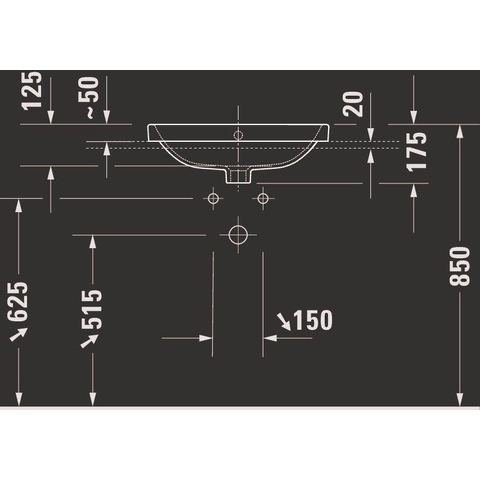 Duravit No.1 Halfinbouwwastafel - 55x43.5cm - 1 kraangat - met overloop - glans wit SW723762