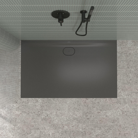 Villeroy & Boch Ecora douchebak - 150x90x3.5cm - afvoer lange zijde - anthracite (antraciet) SW1558881