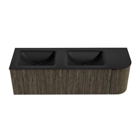 Mondiaz KURVE Ensemble de meuble de salle de bains - 145x46x40cm - 1 tiroir - 1 porte - vasque solid surface - double / gauche - 2 trous de robinet - Shadow SW1414288