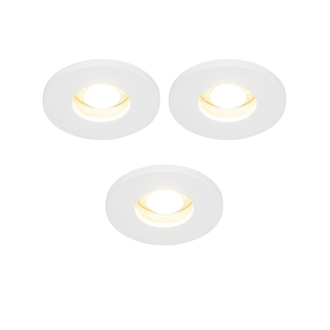 QAZQA Shed Inbouwspot - set van 3 - 8.5x8.5cm - IP54 - rond - mat wit SW1210154