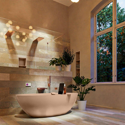 MONDIAZ ROCK Baignoire îlot - 170x70cm - couleur Plata / Talc SW1015106