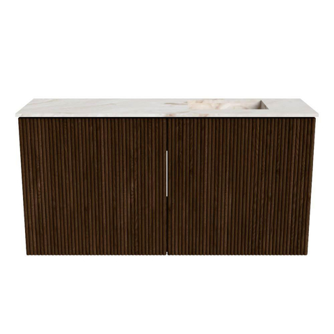 Mondiaz JOYA-DLUX 80cm toiletmeubel - kleur Walnut - Wastafel FAYE positie Rechts 1 kraangat kleur Frappe. SW1422284