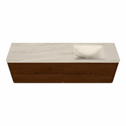 Mondiaz CIRO-DLUX Badkamermeubelset - 170x45x50cm - Solid surface wastafel Meli - 1 wasbak Rechts - 1 kraangat - 4 lades - Ruby SW1531812