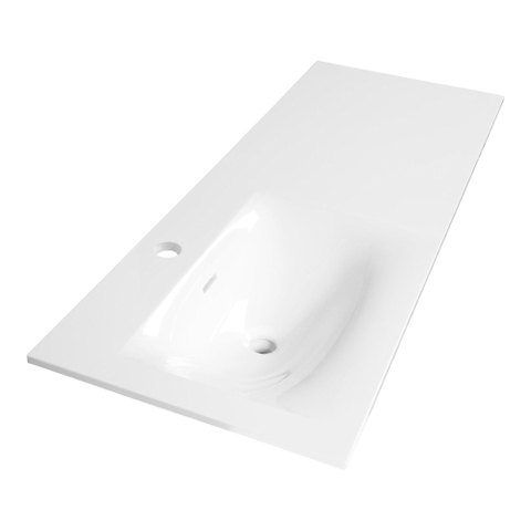BRAUER Glacier lavabo asymétrique 120x46x2cm - 1 bassin - trou de robinet à gauche - fine stone - blanc brillant SW208932