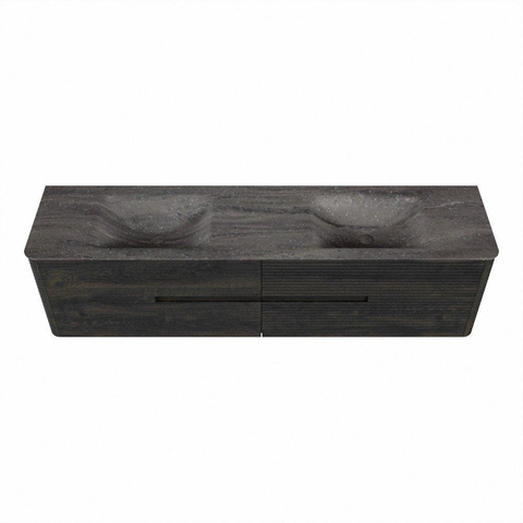 Mondiaz CIRO-DLUX Badkamermeubelset - 190x45x50cm - Solid surface wastafel Oza - 2 wasbak Dubbel - 2 kraangaten - 4 lades - Shadow SW1532679