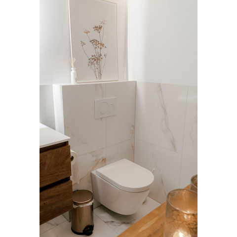 Terravito Tovaro carreau mural et de sol - 60x60cm - 10mm - carré - rectifié - aspect pierre naturelle - blanc brillant SW359855