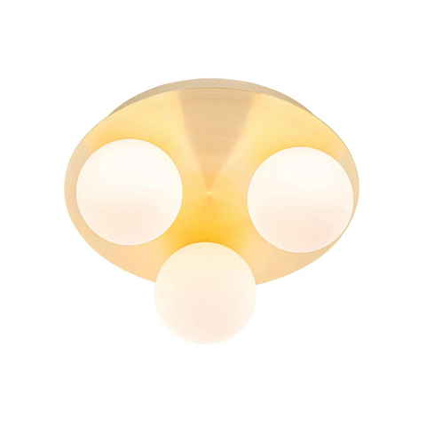 QAZQA Cederic badkamer plafondlamp - 23x23x10.3cm - 3 lichts - rond - messing (goud) SW1187240
