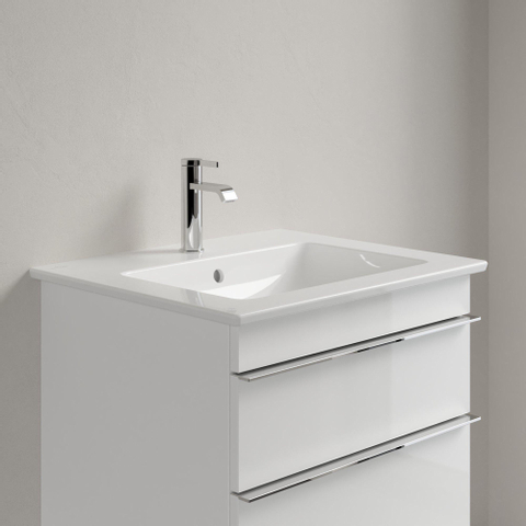 Villeroy & Boch venticello wastafel - met 1 kraangat - 60x50cm (geschikt - voor 3 kraangaten) - met overloop CeramicPlus - White Alpine (glans wit) 1025151