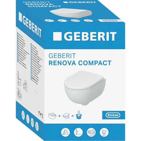 Geberit Renova Compact wandclosetpack - diepspoel - rimfree - met closetzitting - softclose - compact - wit SW418317