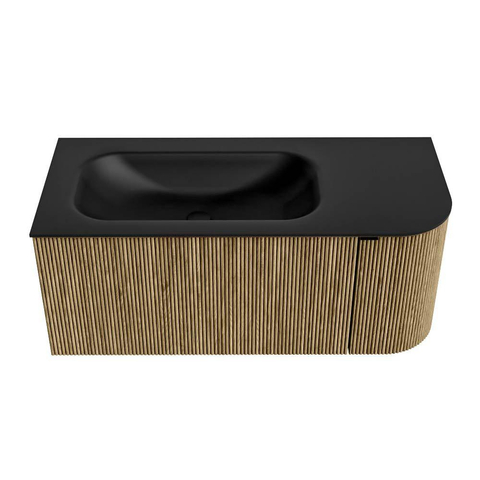 Mondiaz KURVE Badkamermeubelset - 105x46x40cm - 1 lade - 1 deur - wastafel solid surface - links - 1 kraangat - Dusk SW1415101