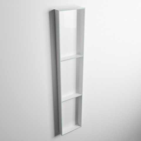 Mondiaz Easy nis 29.5x149.5x8cm voor Inbouw/opbouw 3 open vakken Solid surface Talc/Greey SW643889