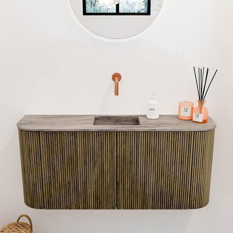 Mondiaz JOYA-DLUX 93.2cm toiletmeubel - ronding links en rechts kleur Dusk - Wastafel FAYE positie Midden Zonder kraangat kleur Oza. SW1426025