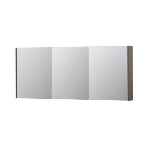 INK SPK2 Spiegelkast - 180x14x74cm - 3 deuren - dubbelzijdige Spiegel - schakelaar en stopcontact - MDF lak taupe mat SW440104