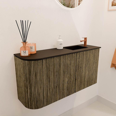Mondiaz JOYA 81.6cm toiletmeubel - ronding links kleur Dusk - Wastafel FAYE positie Rechts 1 kraangat kleur Urban. SW1421688